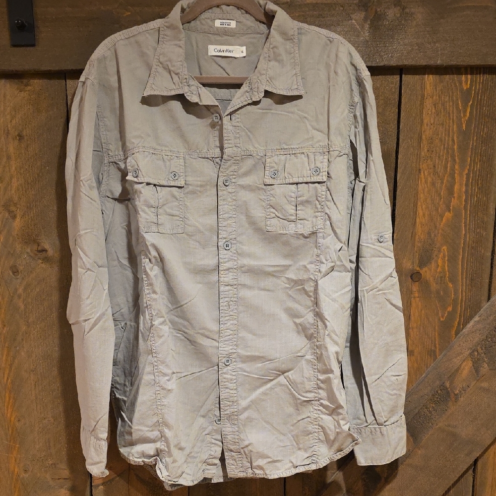 Calvin Klein Light Gray Button-Up Shirt